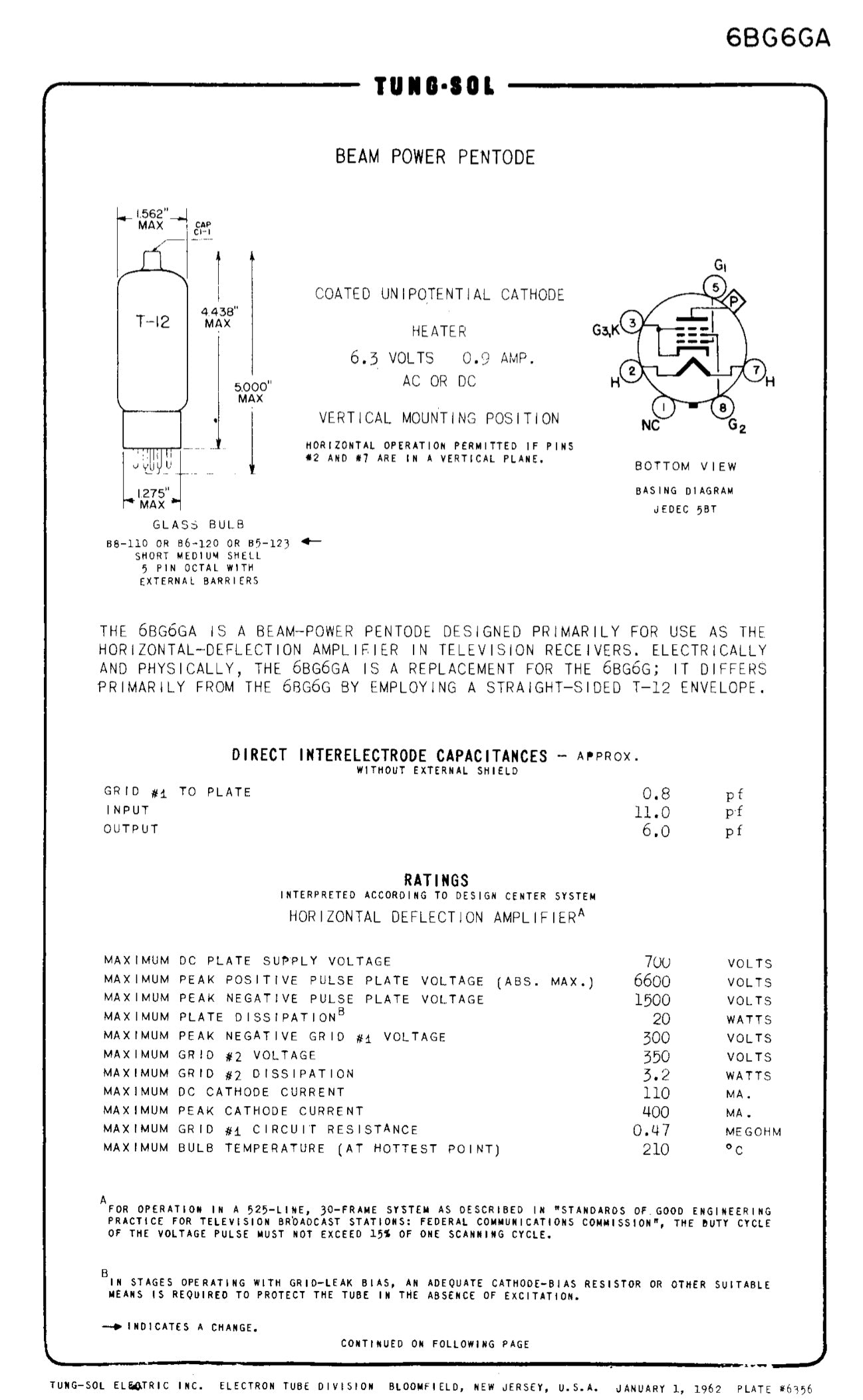 6BG6GA, SYLVANIA, NEW,BOXED, FOR MACINTOSH A116