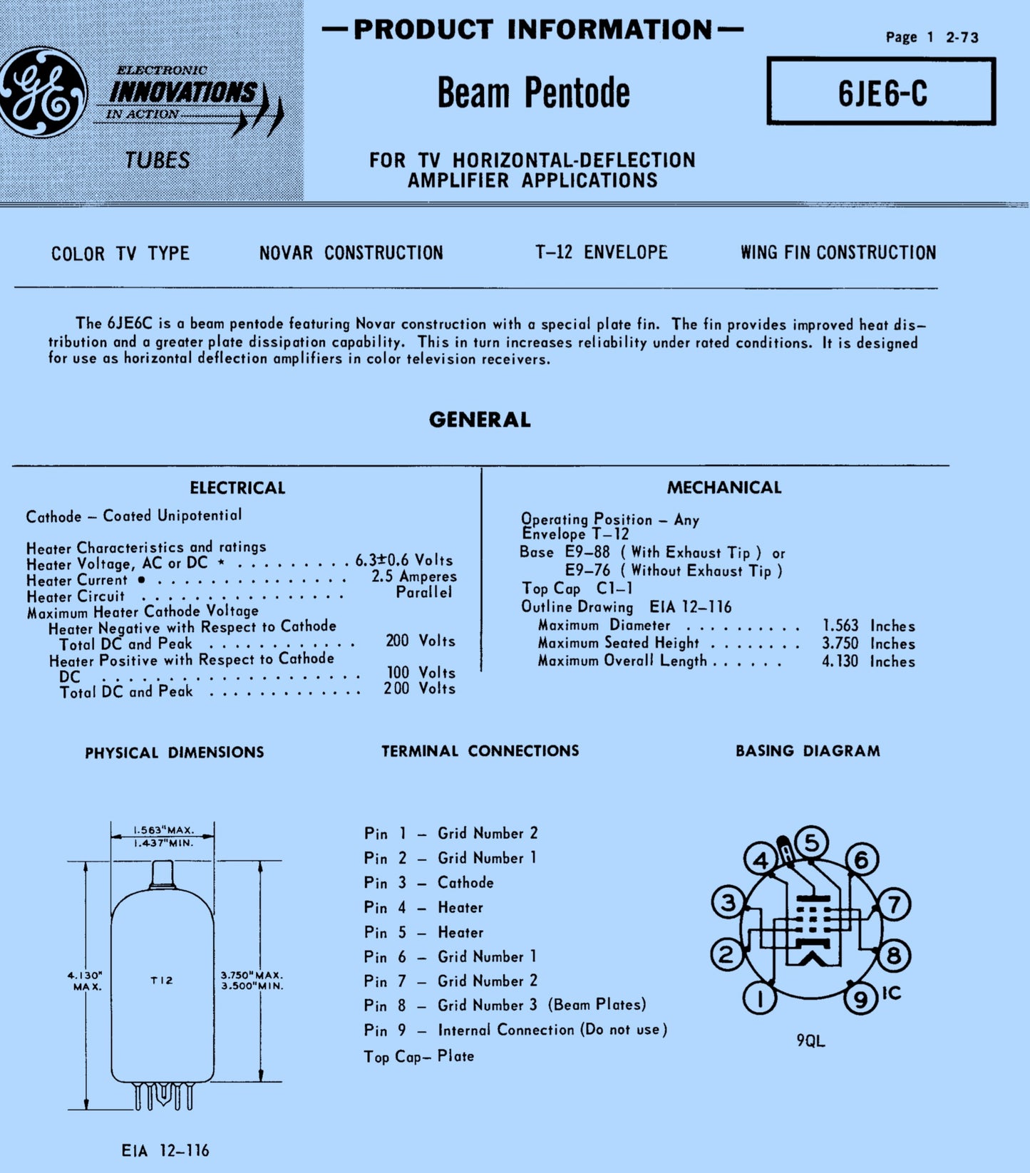 6JE6C, GE, NEW BOXED,