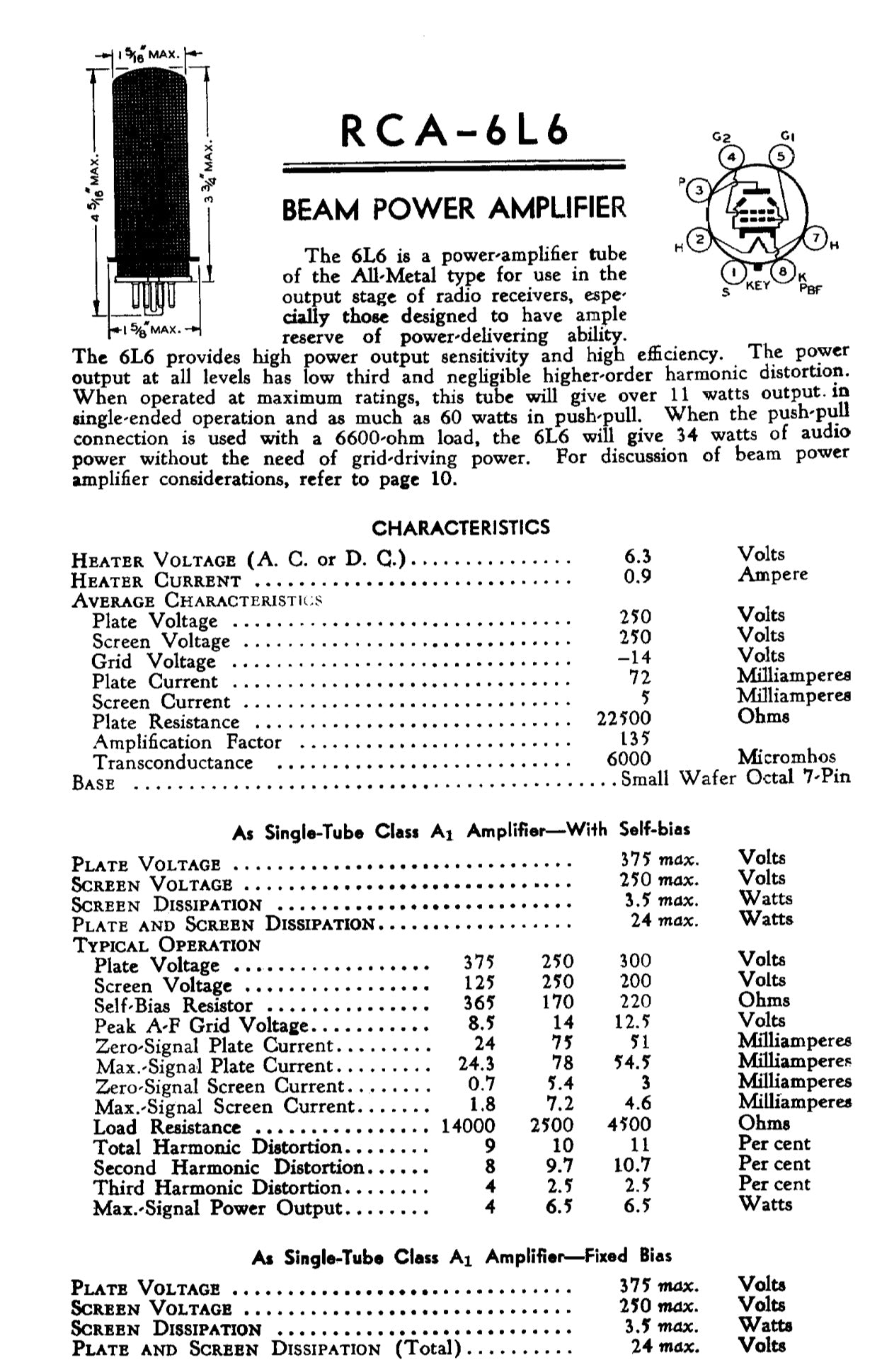 6L6, RCA, NEW BOXED, CV1948, VT-115,