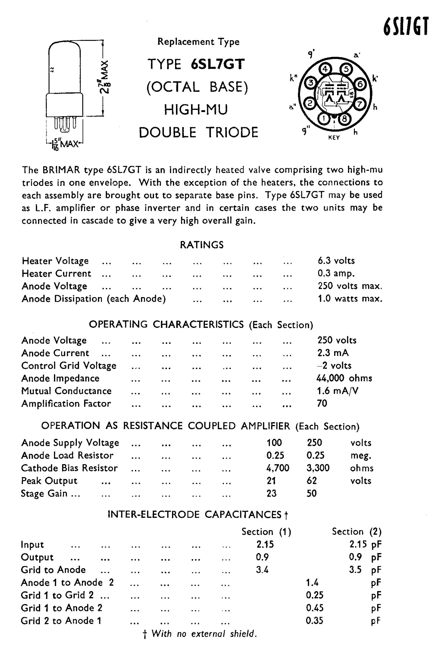 6SL7GT, BRIMAR, FAT BLACK BASE, ORANGE PRINT, CV569, CV1985, ECC35, VT-229, FOOTSCRAY MAY 1963 PRODUCTION 6SL7