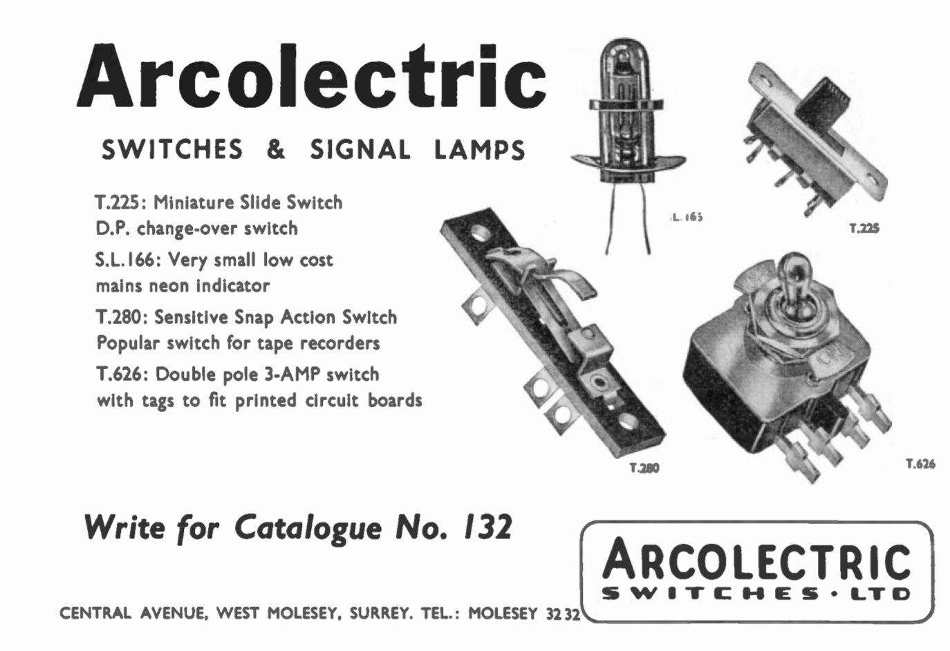 ARCOLECTRIC, SPST, PEAR DOLLY, 250V 3A, SWITCH EX EQUIPT,