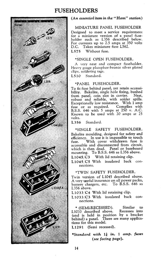BELLING LEE, L536, PANEL MOUNT FUSEHOLDER, BLACK BAKELITE, EX EQUIPT