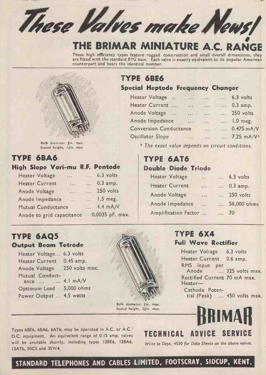 6X4 BRIMAR WHITE PRINT 1960s MANUFACTURE