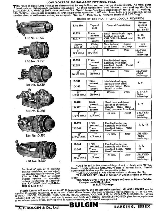 BULGIN, D370, SPECIAL DUTY, SIGNAL LAMP, WHITE GLASS LENS