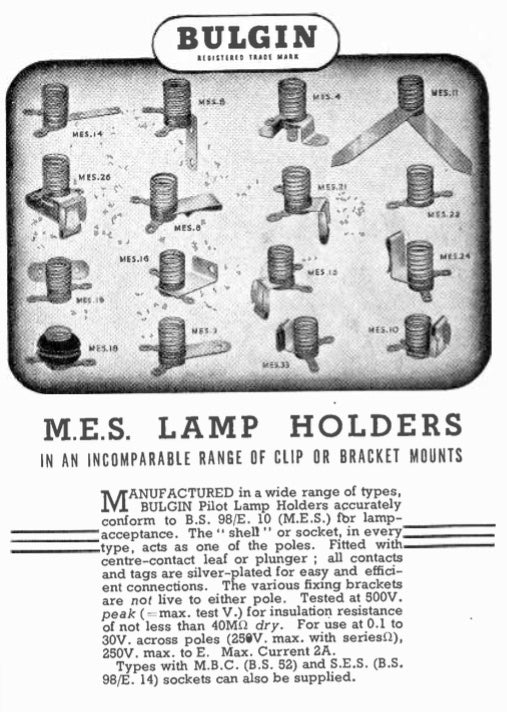 BULGIN, MES21, AIR MINISTRY, BULB HOLDER, CLIP ON, EX EQUIPT