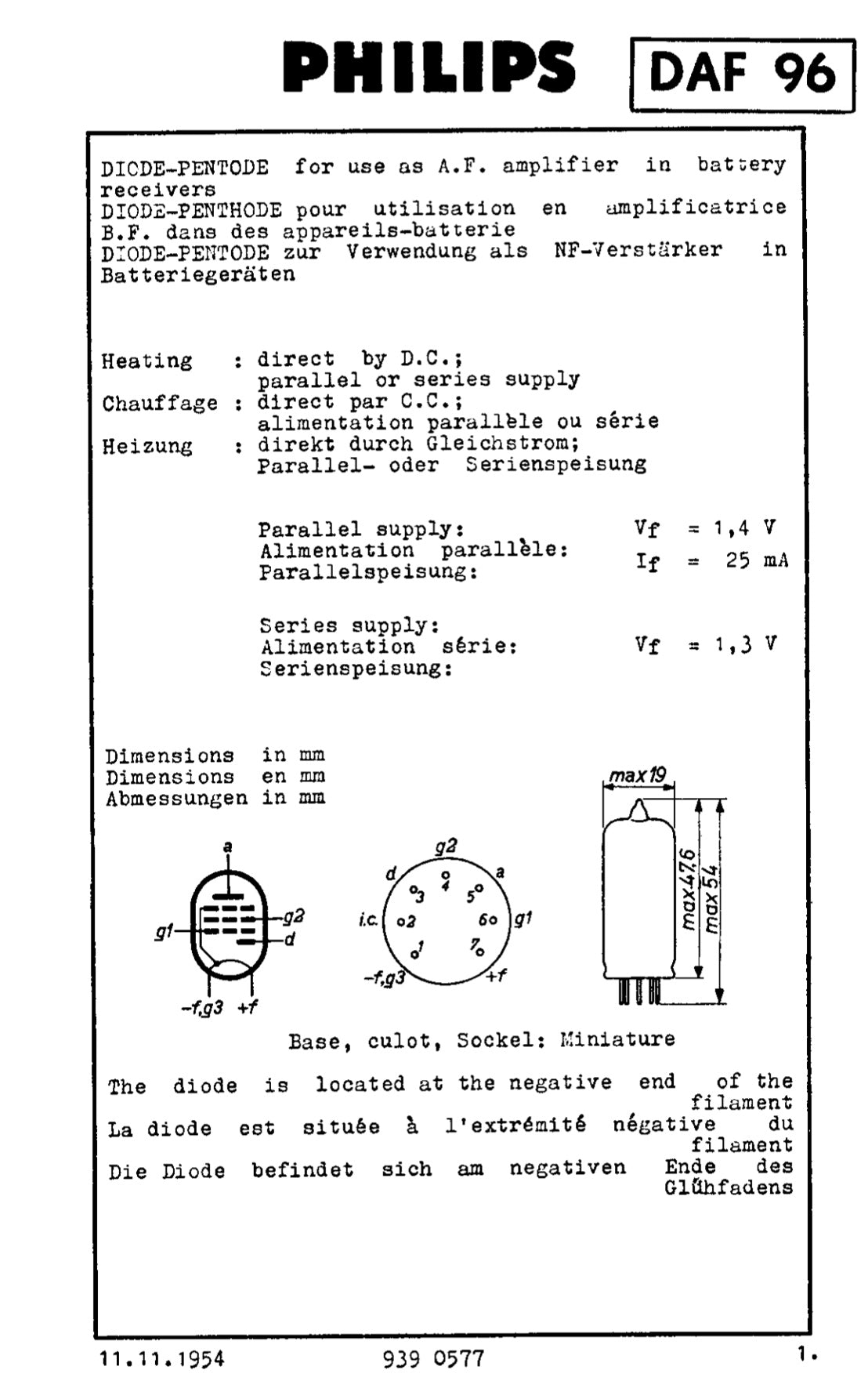 DAF96 , EVER READY, BOXED, 1AH5, CV9024,