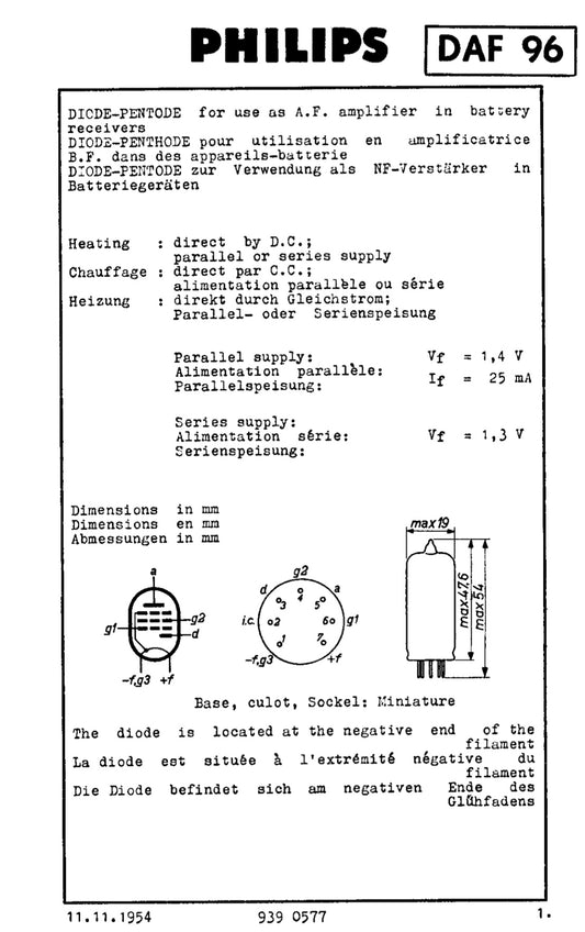 DAF96 , EVER READY, BOXED, 1AH5, CV9024,