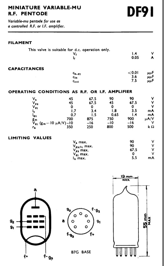 DF91, VARIOUS UNBOXED TESTED, 1T4, CV785, CV2103, W17,  R209, MCR1, WS31, WS88