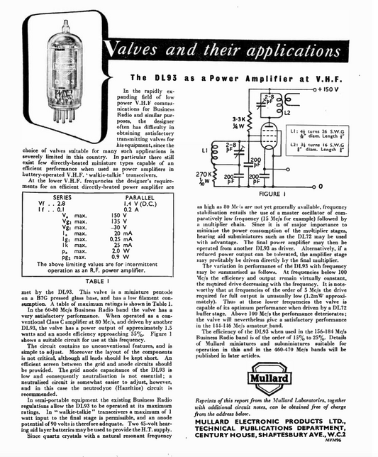 DL93, MULLARD, NEW BOXED, CV807, CV2390, E1485, 3A4,