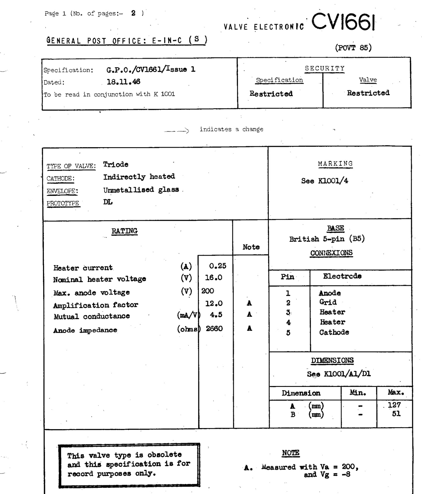 DL, OSRAM, NEW BOXED, 16V HEATER TRIODE, CV1661