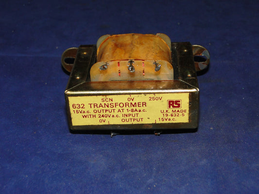 RS, RADIOSPARES, 15V 1.8A, TRANSFORMER, 19-632-5