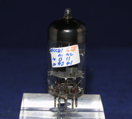 ECC81, MULLARD, OLD SHIELD, WHITE PRINT, FACTORY CODE, Tk3 B1J5, BLACKBURN 1961 MANUFACTURE