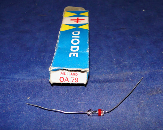 BOXED, GLASS, OA79, MULLARD, GERMANIUM DIODE, SPANISH PACKAGING 1960S