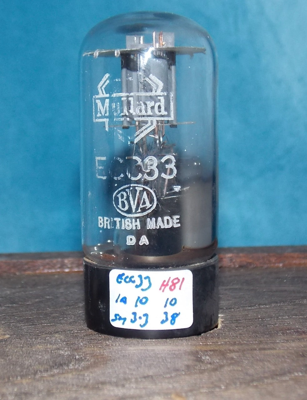 ECC33, MULLARD, BLACK BASE, WHITE BOX, FACTORY CODE, 5K1 B5E