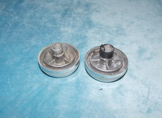 MILLED EDGE, CHROME FINISH PAIR, 35mm DIA, 23mm HIGH, 6mm SHAFT, WITH SPRING CLIP