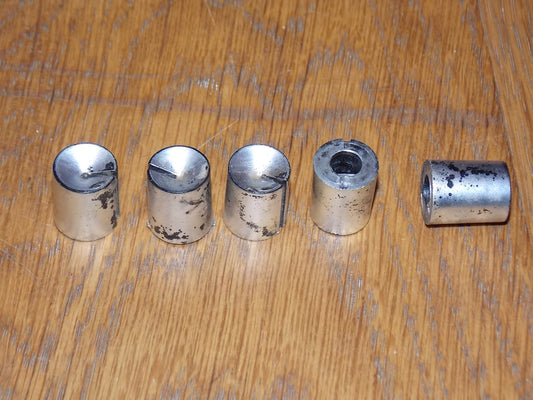 6X SILVER FINISH, DISHED TOP WITH MARKER, PRESS SWITCH KNOBS, 13mm DIA, 16mm HIGH, 6mm SHAFT,