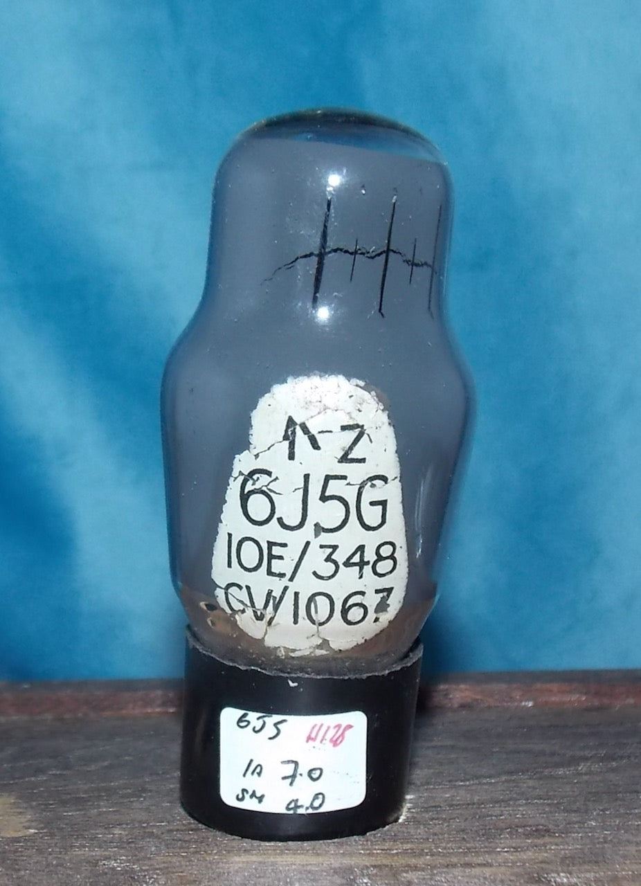 6J5G, OSRAM, AIR MINISTRY, 10E/348, L63, CV1067, HAMMERSMITH, GREY GLASS, WHITE CARTOUCHE, WARTIME PRODUCTION