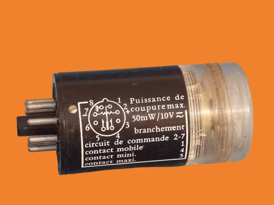 BRION LEROUX, SENSITACT, 50mW/10V, OCTAL RELAY, WITH ROTARY METER ON TOP,