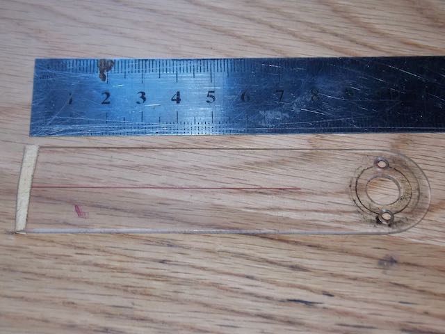 PERSPEX VERNIER BAR, RED LINE MARKING, S, 110mm LENGTH, 26mm WIDTH, 1.5mm THICKNESS,