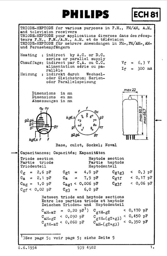 6I1P, REFLEKTOR, EXH81, 6AJ8, CV2128 TRIODE-HEPTODE, NEW BULK EX USSR MIL, 1974/75, IDEAL FOR SIEMENS E311B