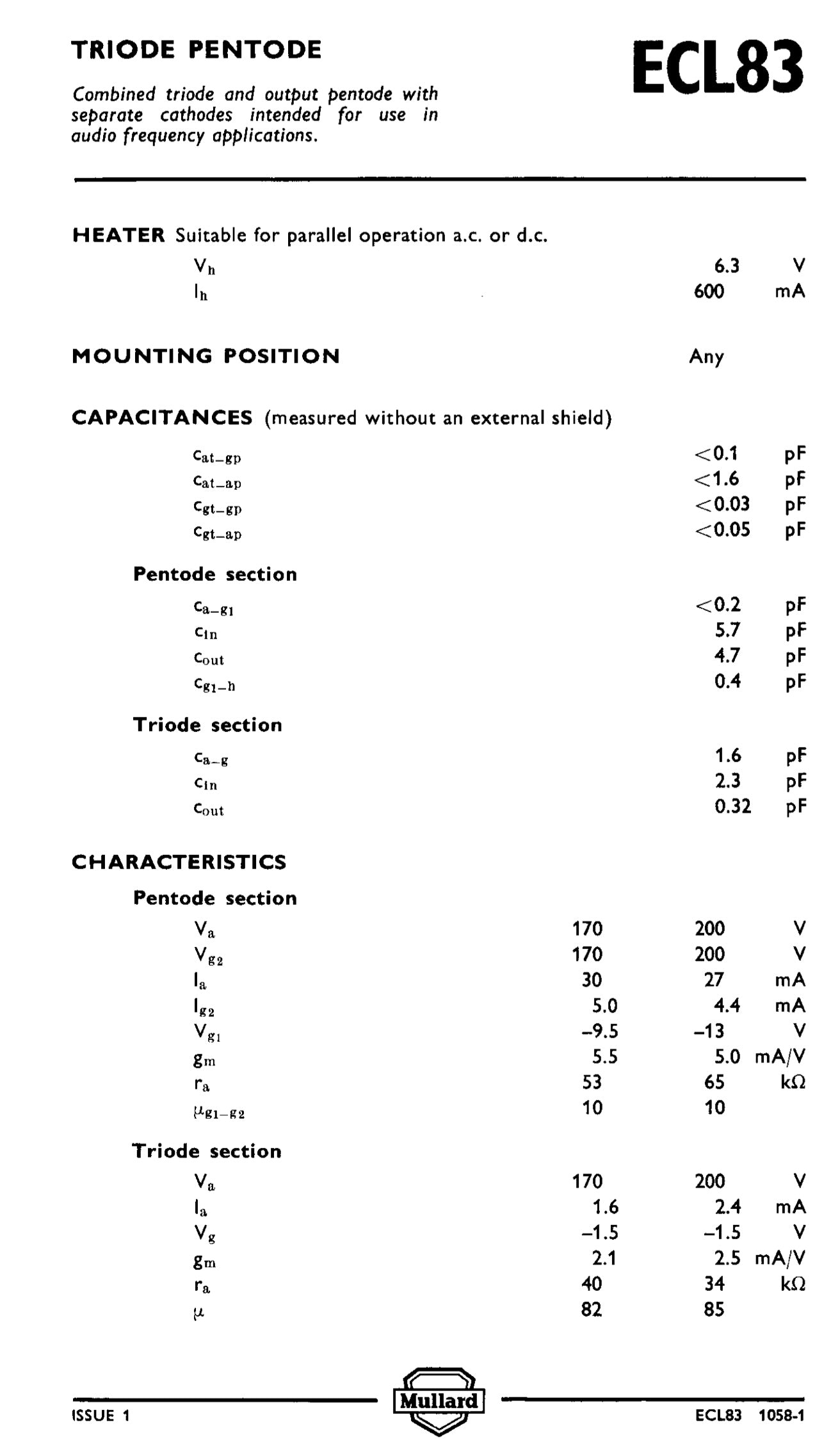 ECL83, COSSOR, NEW BOXED, P633