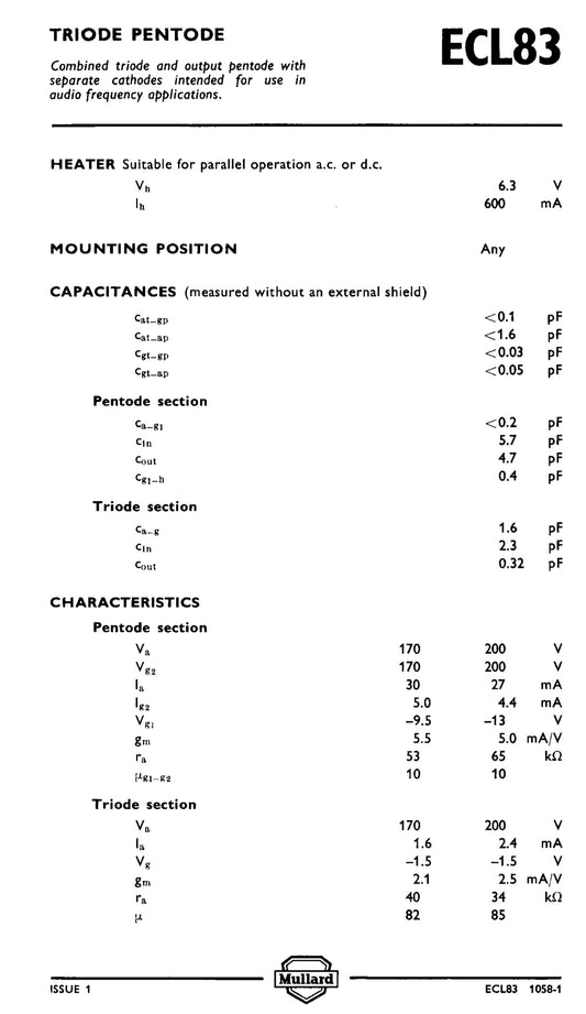 ECL83, COSSOR, NEW BOXED, P633