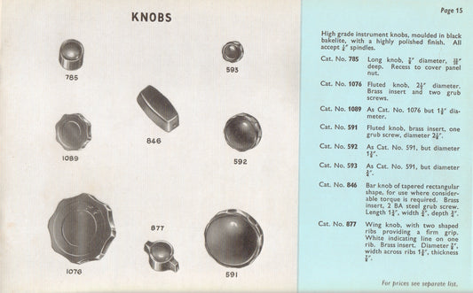 EDDYSTONE , KNOB, BLACK BAKELITE, CAT NO 592, 5148r, 3/4 ins DIA,