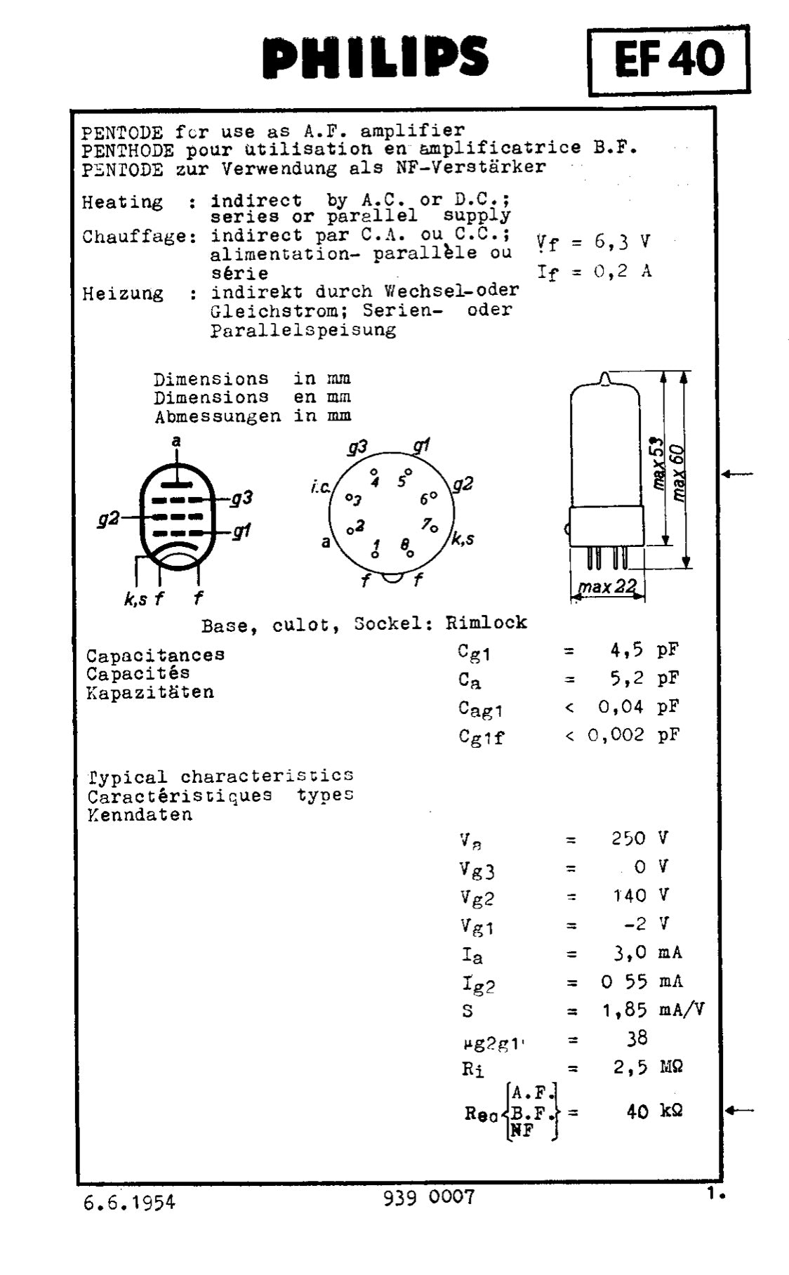 EF40, MULLARD, NEW BOXED, CV3885