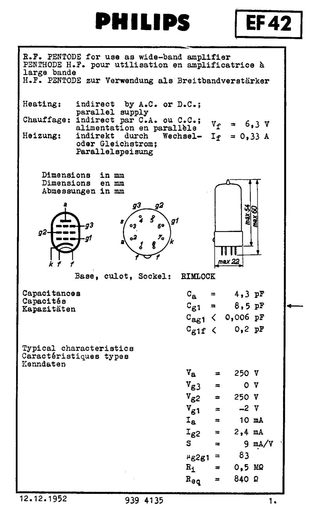 EF42, MULLARD, NEW BOXED, CV3887, Z150