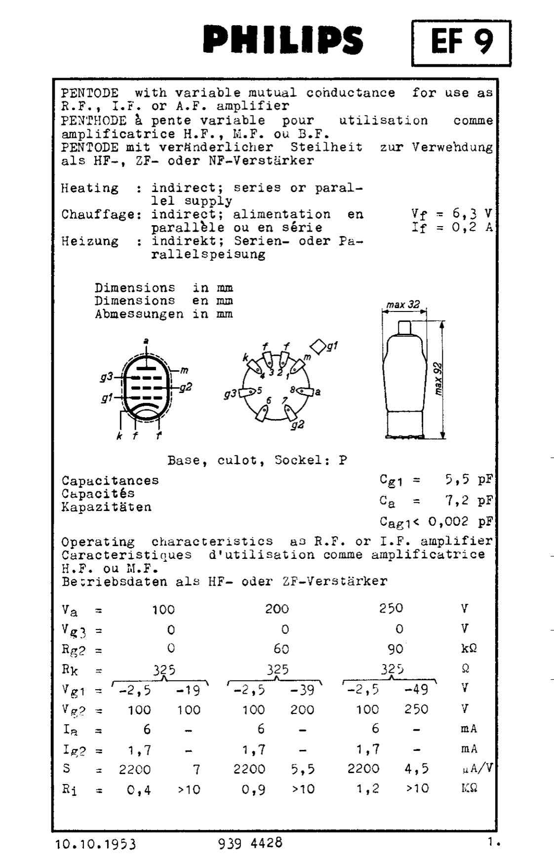EF9, MULLARD, NEW BOXED, CV1427