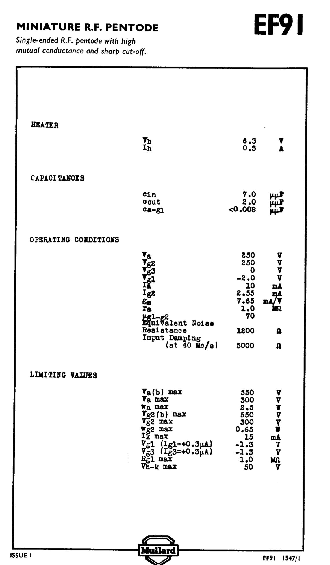 EF91, ZAERIX NEW BOXED, 5A/160H, 5A/160K, 6AM6, 6F12, 8D3, CV138, HP6, SP6, Z77