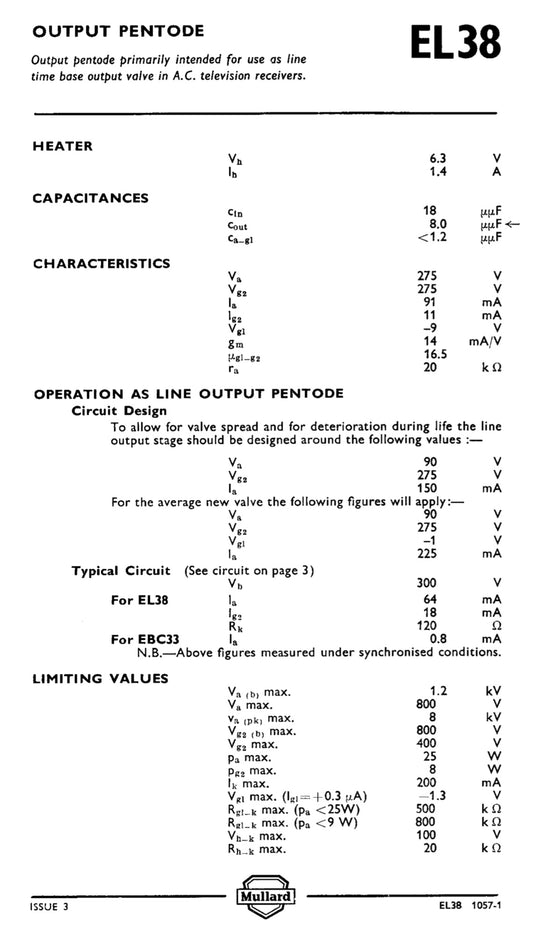 EL38, COSSOR,  6CN6, CV450
