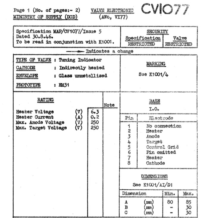 EM31, AW6, CV1077, VI77, MAGIC EYE, TESTED BRIGHT