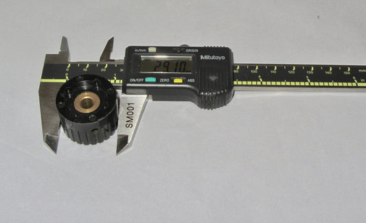 KNURLED KNOB, 30mm dia, 6mm SHAFT DIA