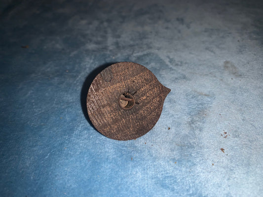 WOOD SKIRTED PEAKED KNOB, 6mm HALF D SHAFT, 36mm DIA