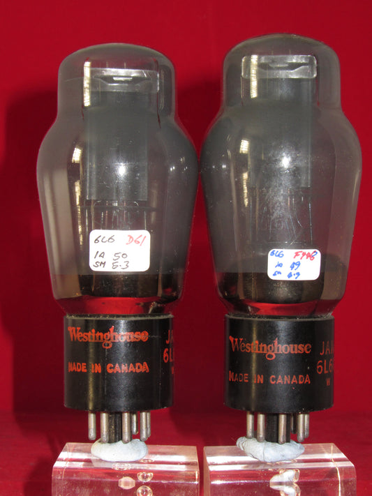 6L6G, WESTINGHOUSE, MATCHED PAIR, CANADA WARTIME MANUFACTURE, RED BASE PRINT