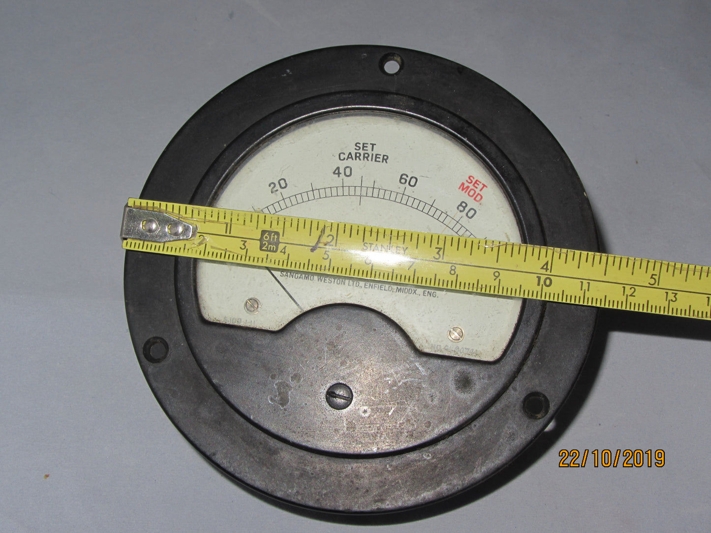 4.5 INCH DIA, SANGAMO WESTON, Moving Coil Meter, MODEL S100, 200uA FSD