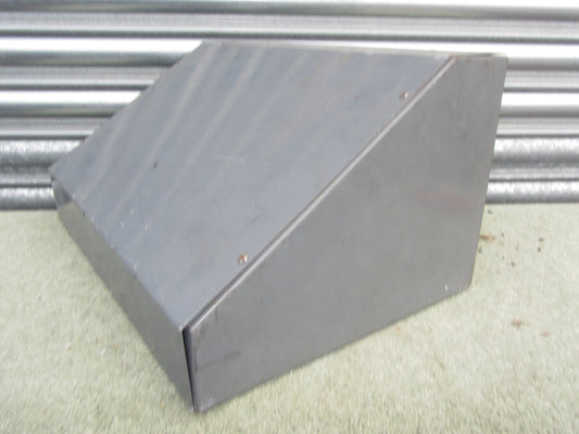 VINTAGE PROJECT CASE, INSTRUMENT CASE, 15 X 10.5 X 8 INCH , CHARCOAL GREY ENAMEL FINISH, WITH SLOPING FRONT, REAR LOUVRES