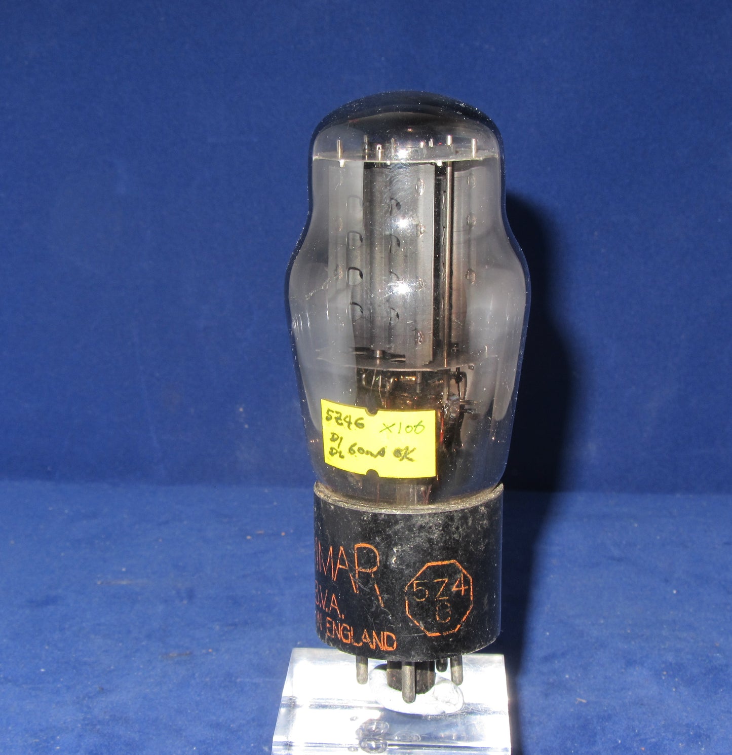 5Z4G, BRIMAR, ORANGE PRINT, OCTAGON CARTOUCHE, BLACK BASE