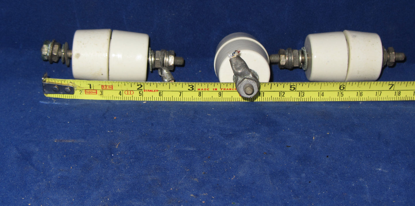 BULLERS, CERAMIC, LEAD IN BUSHINGS, COTTON REEL TYPE, WITH CENTRE STUDDING