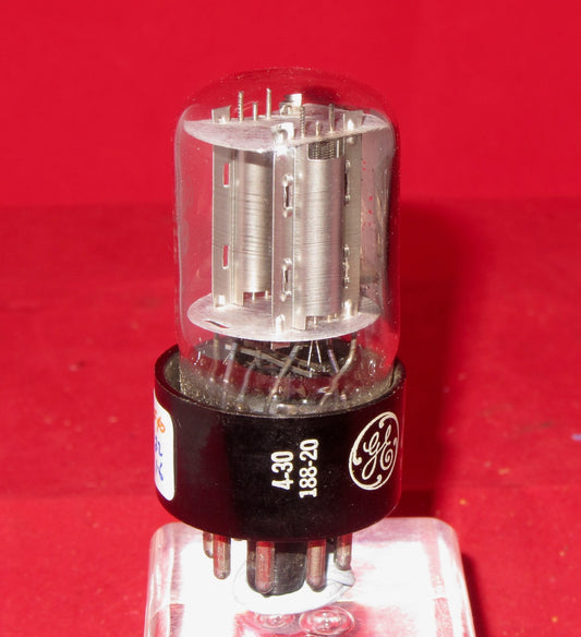 6SL7GT, GE, WHITE PRINT, CHROME ANODE, SCHENECTADY NY SEPTEMBER 1954 PRODUCTION 6SL7