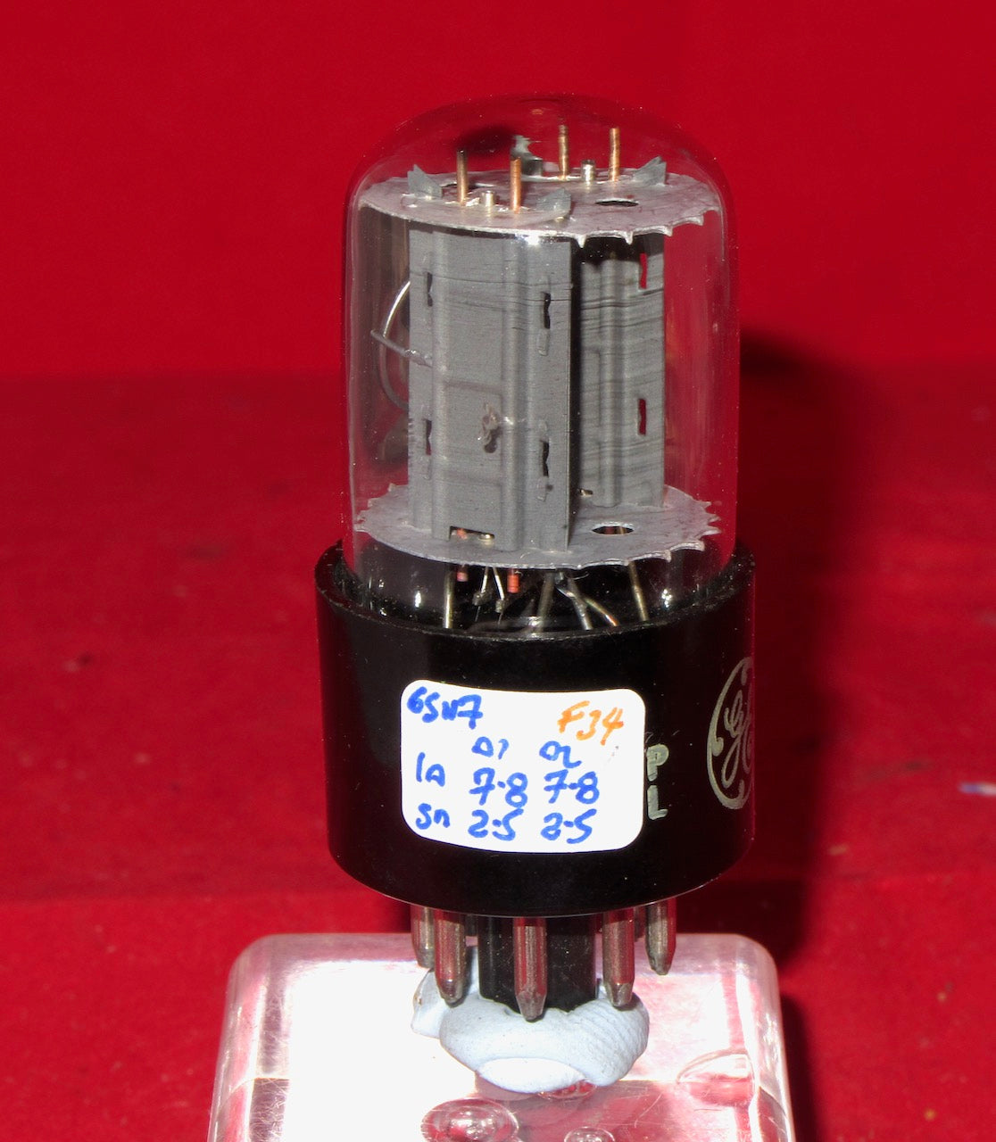 6SN7GTB, GE CANADA, CLEAR GLASS, FAT BASE, SQUAT ENVELOPE, CANADA 1959 PRODUCTION, 6SN7