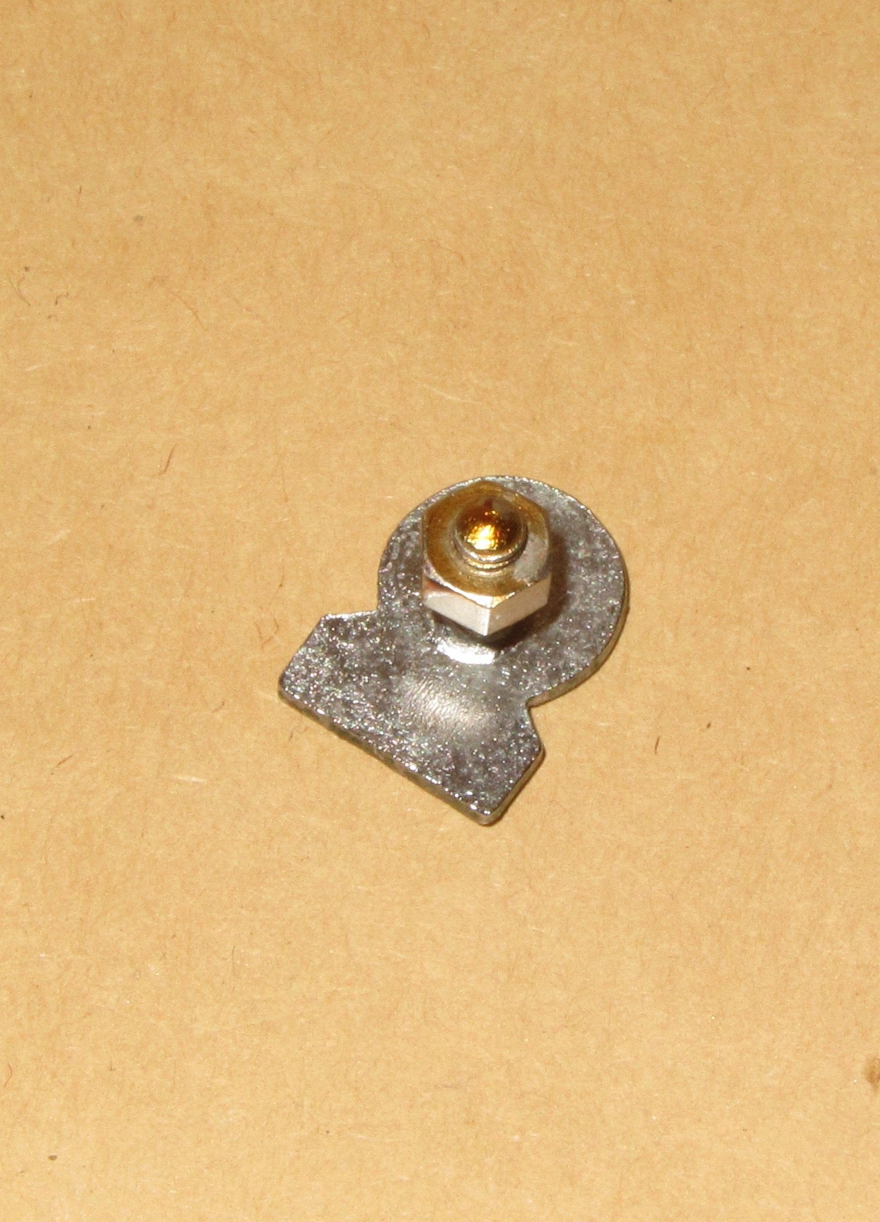 ELECTRONIC INSTRUMENTS LTD, EIL, KENT, CHROME & ENAMEL BADGE, FROM pH METER, 12 X 10mm SIZE, BOLTED STUD MOUNT