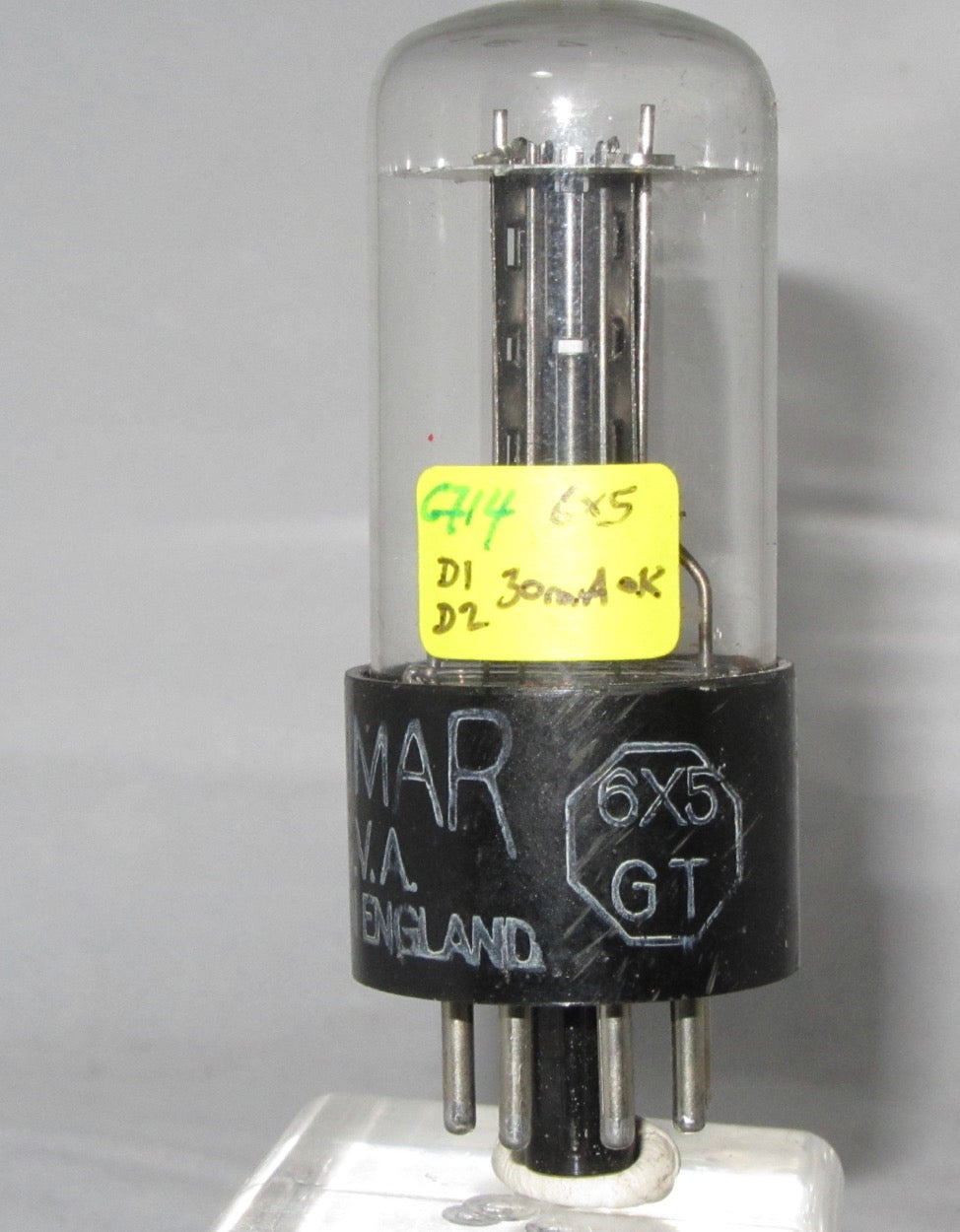 6X5GT, BRIMAR, FAT BLACK BASE, WHITE PRINT