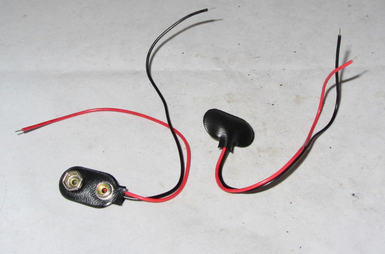 PP3 Battery Clip, End Entry, 45mm Leads