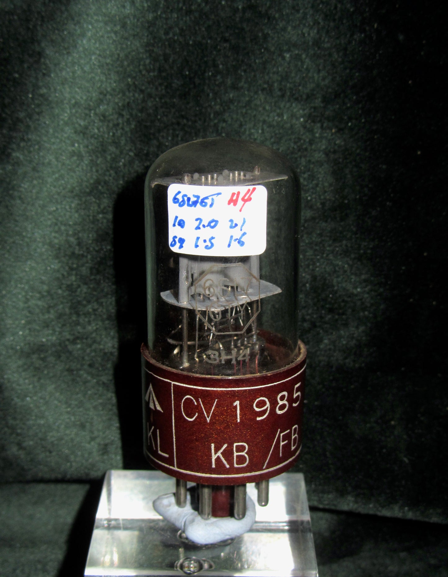 CV1985, BRIMAR, FOOTSCRAY, MIL SPEC 6SL7GT, BROWN MICANOL BASE, WHITE MILITARY CARTOUCHE WITH DATE CODE FOR NOVEMBER 1954, ECC35, VT-229, 6SL7