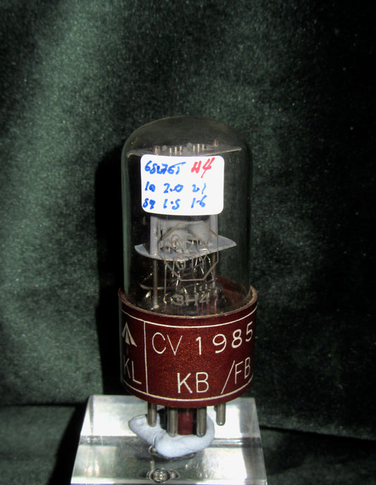 CV1985, BRIMAR, FOOTSCRAY, MIL SPEC 6SL7GT, BROWN MICANOL BASE, WHITE MILITARY CARTOUCHE WITH DATE CODE FOR NOVEMBER 1954, ECC35, VT-229, 6SL7