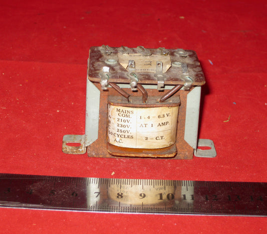 RS, Radiospares, Standard, Filament Transformer  6.3V @ 1A, CT PRIM 210, 230 ,250V,