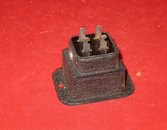 4 Pin, Male, Jones Plug, Chassis Mount,  Power Socket, Black Crackle Finish, NOS
