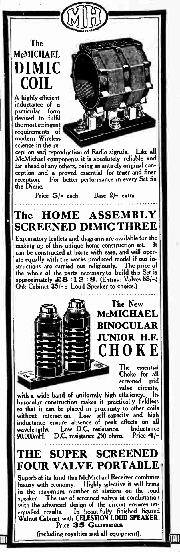 MCMICHAEL, DIMIC COIL, NO 1, 300 - 600M, 1928, BOXED,